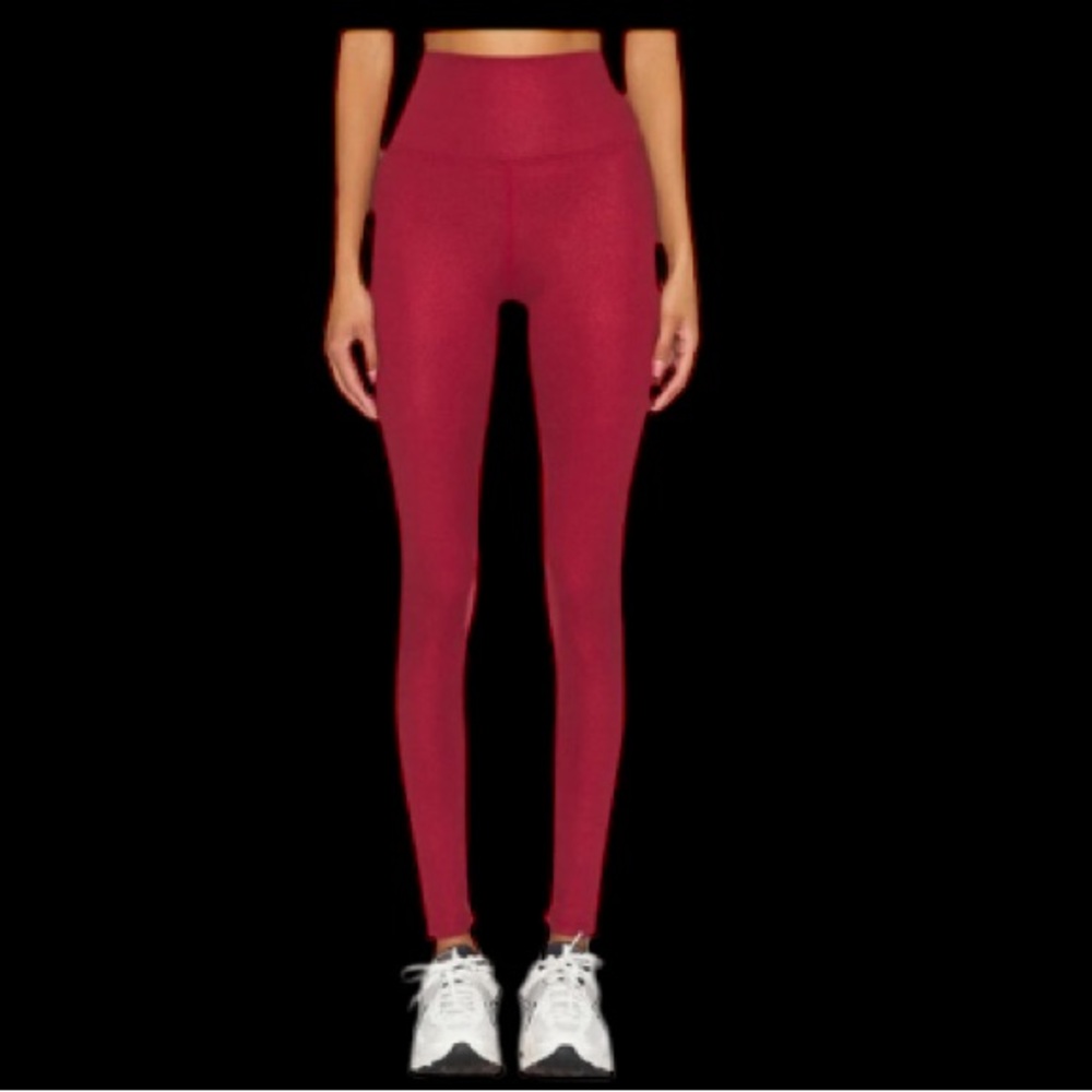 Beach Riot Women’s Piper Merlot Shine Red Shimmer Leggings Sz M